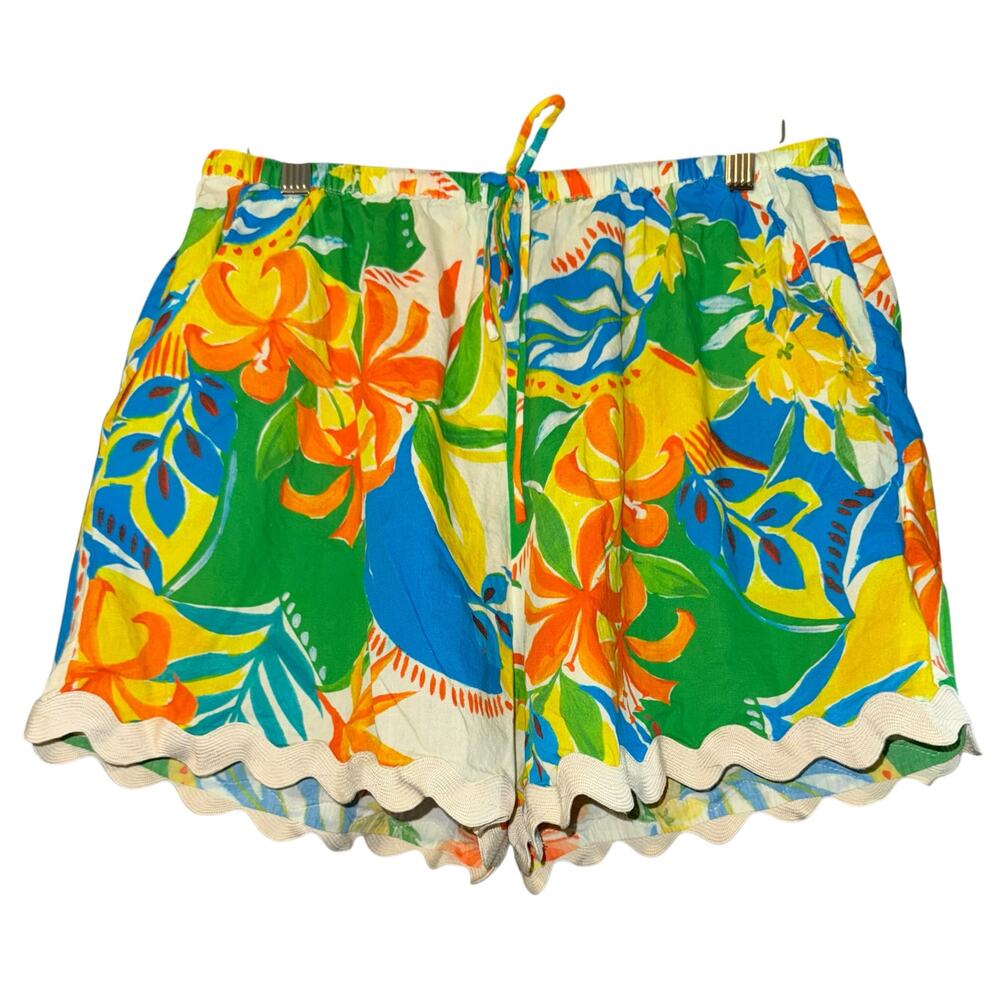 REVOLVE Runaway The Label Scalloped Tropical Shorts Medium Cotton‎ Hawaiian